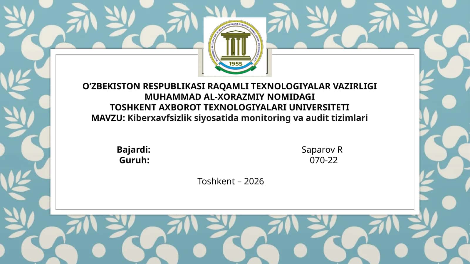 Kiberxavfsizlik siyosatida monitoring va audit tizimlari 1