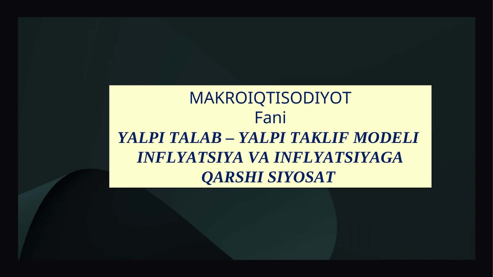 YALPI TALAB – YALPI TAKLIF MODELI 1