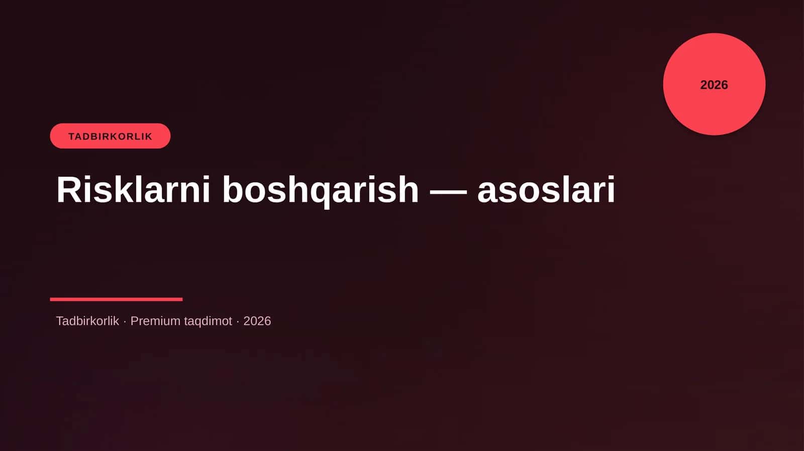 Risklarni boshqarish — asoslari 1