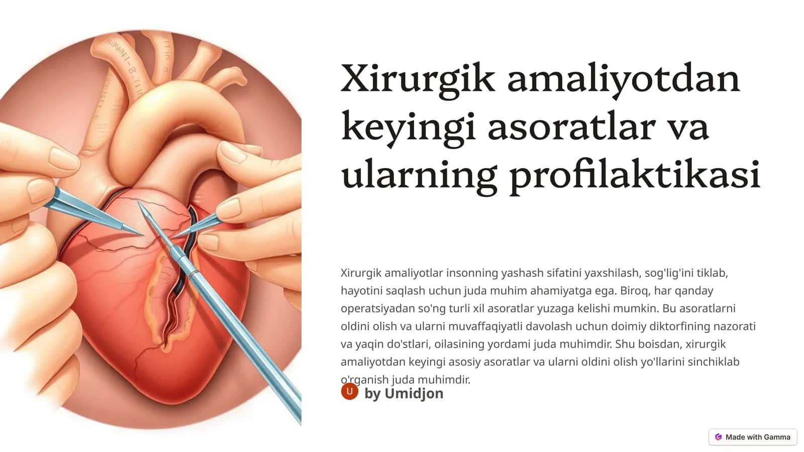 Xirurgik amaliyotdan keyingi asoratlar va ularning profilaktikasi 1