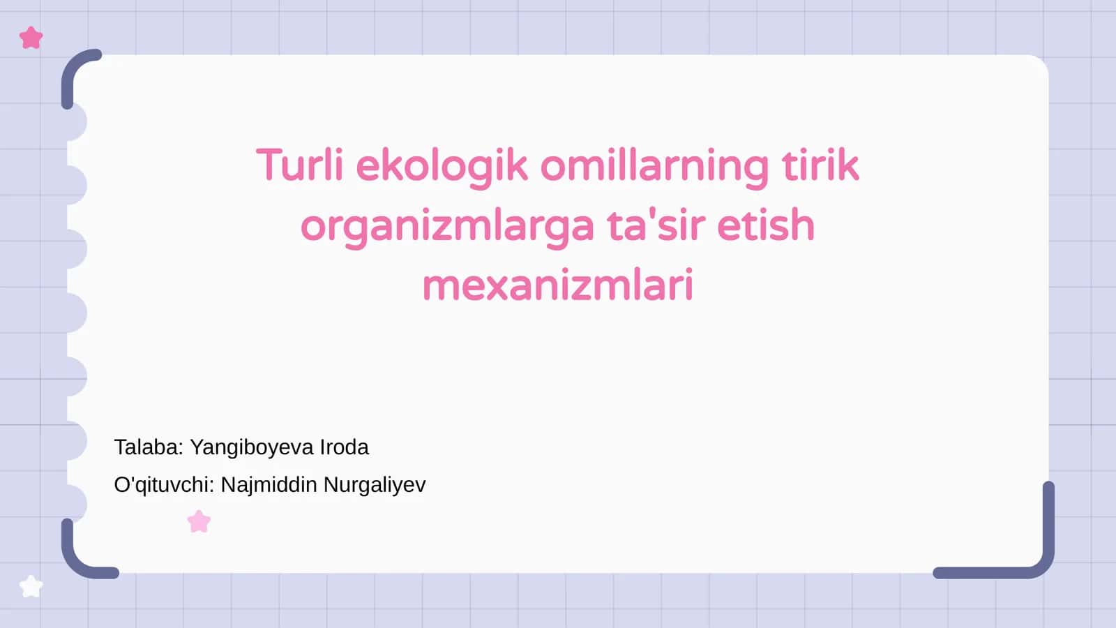 Turli ekologik omillarning tirik organizmlarga ta'sir etish mexanizmlari 1