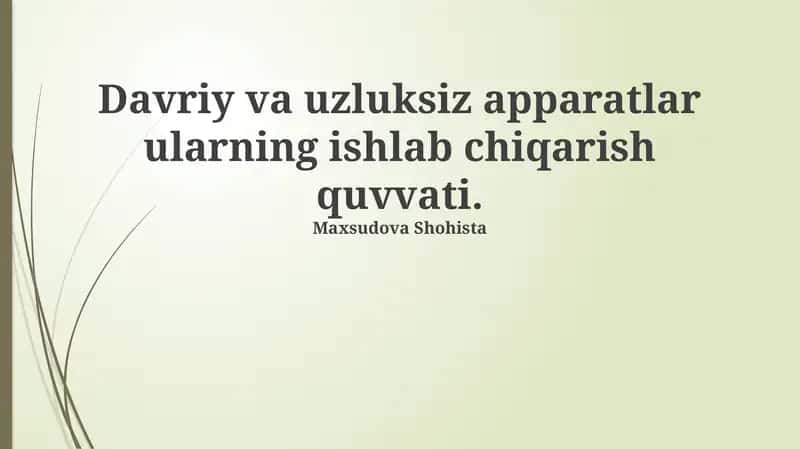Davriy va Uzluksiz Mashinalar 1