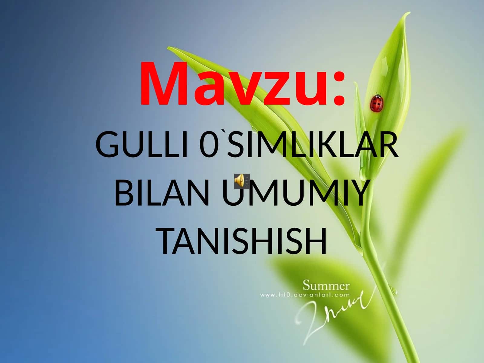 GULLI 0`SIMLIKLAR BILAN UMUMIY TANISHISH 1