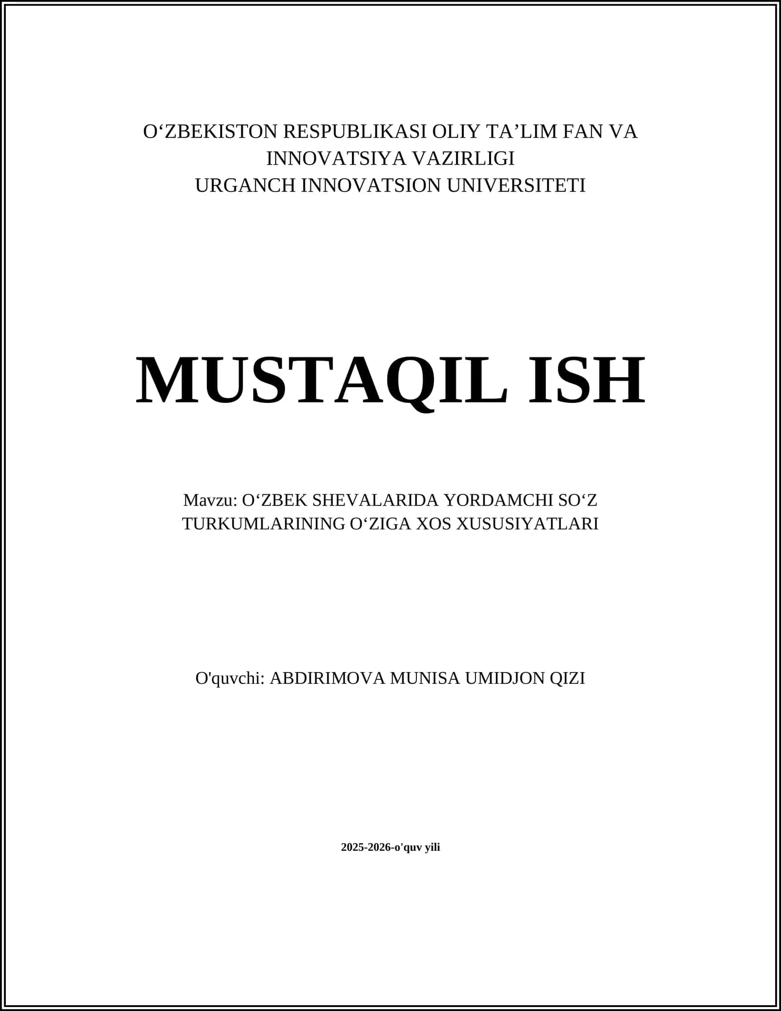 OʻZBEK SHEVALARIDA YORDAMCHI SOʻZ TURKUMLARINING OʻZIGA XOS XUSUSIYATLARI 1