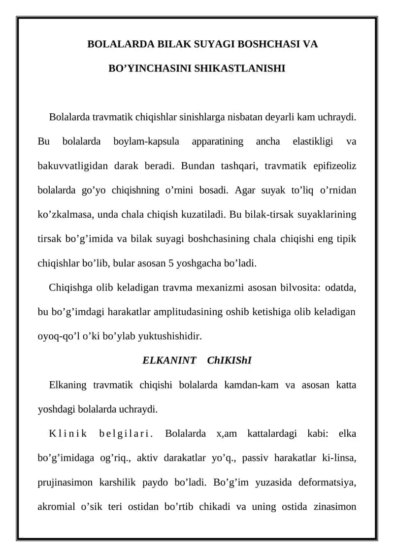 Chikxan suyakni o’rniga solish 1
