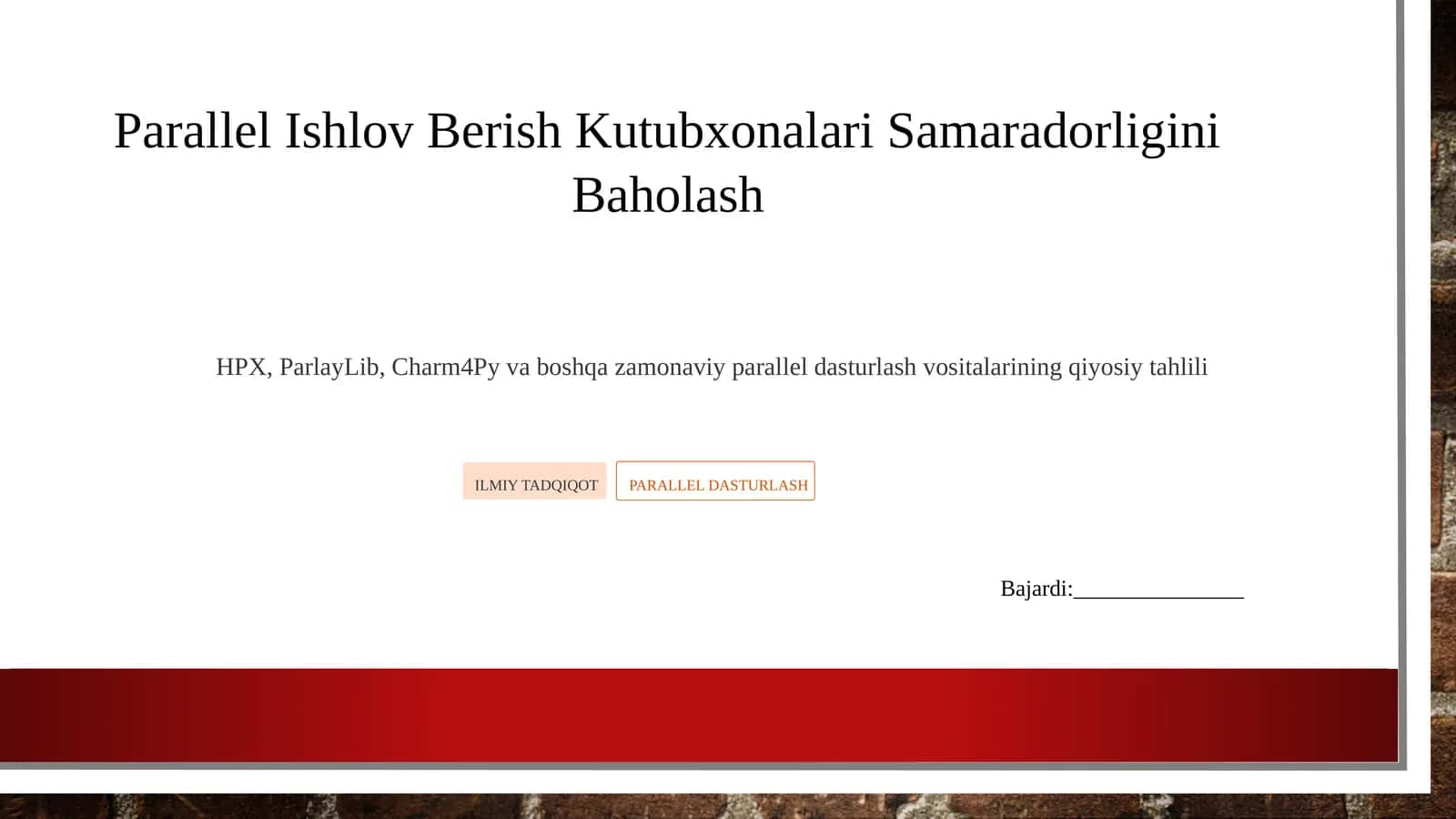 Parallel Ishlov Berish Kutubxonalari Samaradorligini Baholash 1