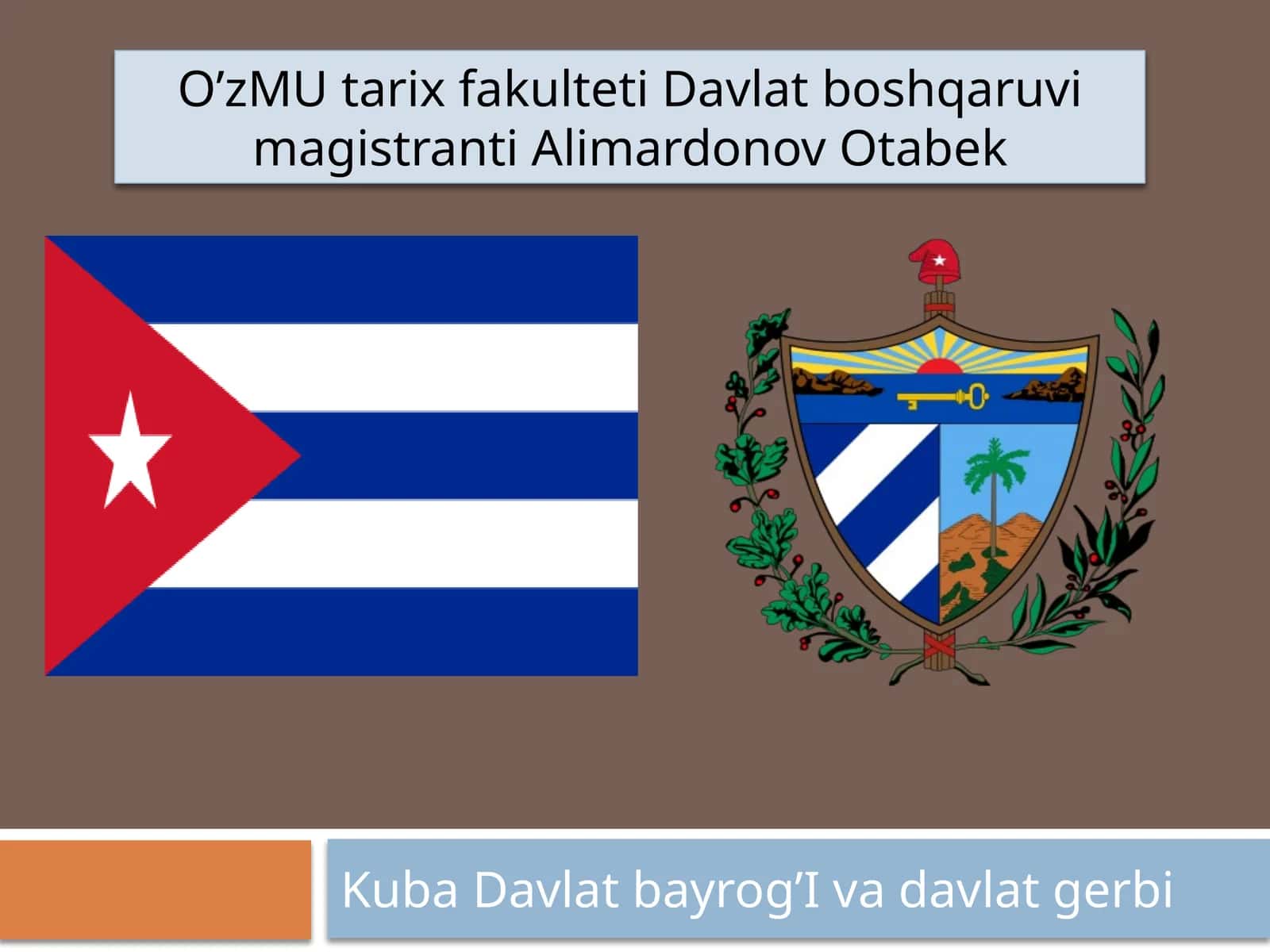 Kuba Davlat bayrogi va davlat gerbi 1