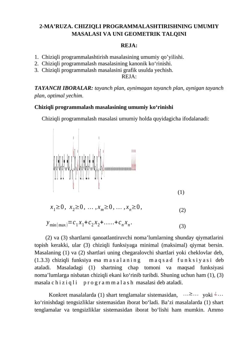 Chiziqli Programmalash 1
