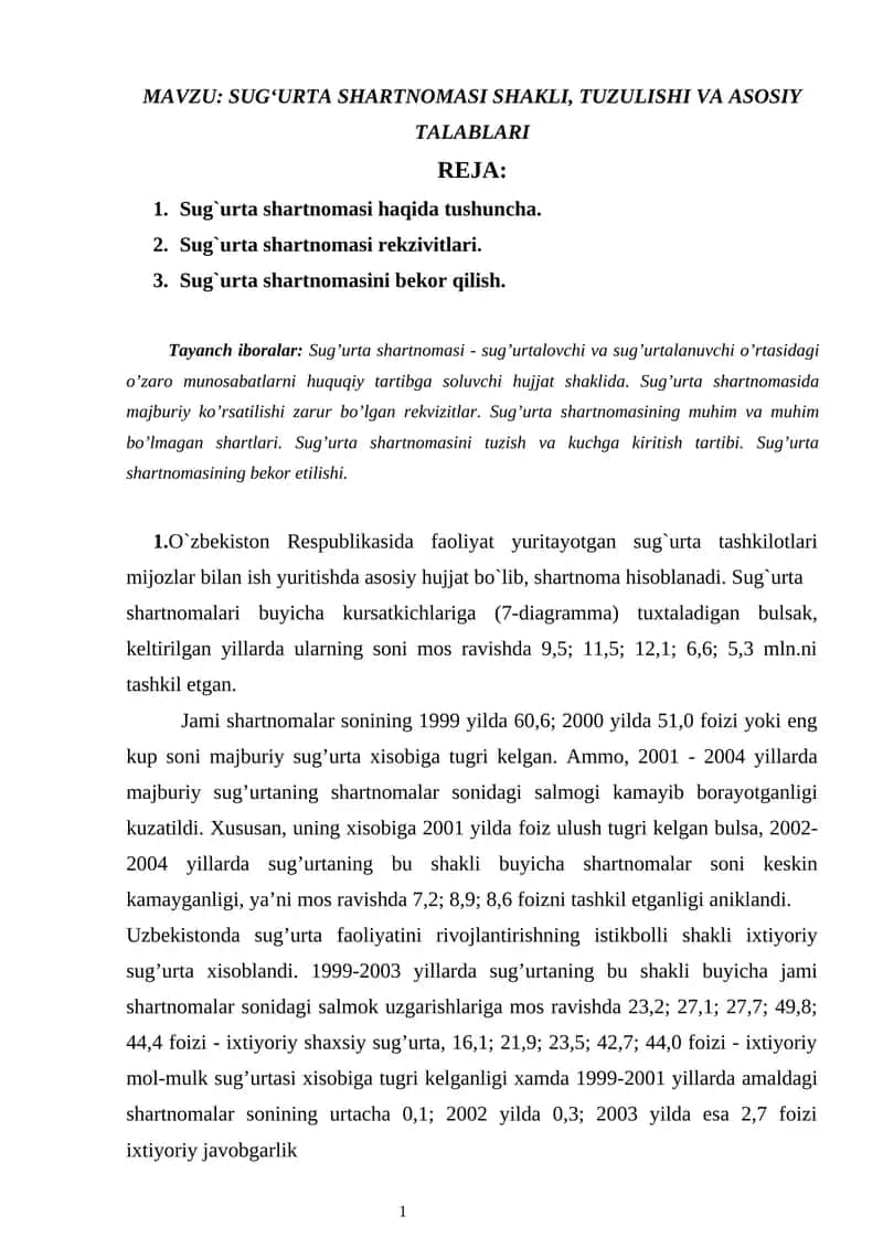 Sug‘urta shartnomasi 1