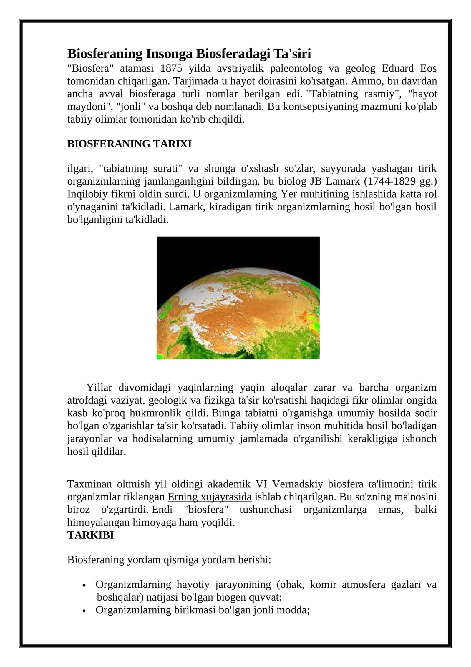 Biosferaning Insonga Biosferadagi Ta'siri 1