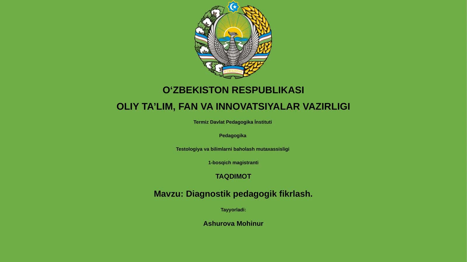 Diagnostik pedagogik fikrlash 1