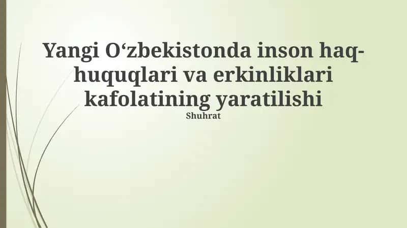 Yangi O‘zbekistonda inson haq-huquqlari va erkinliklari kafolatining yaratilishi 1