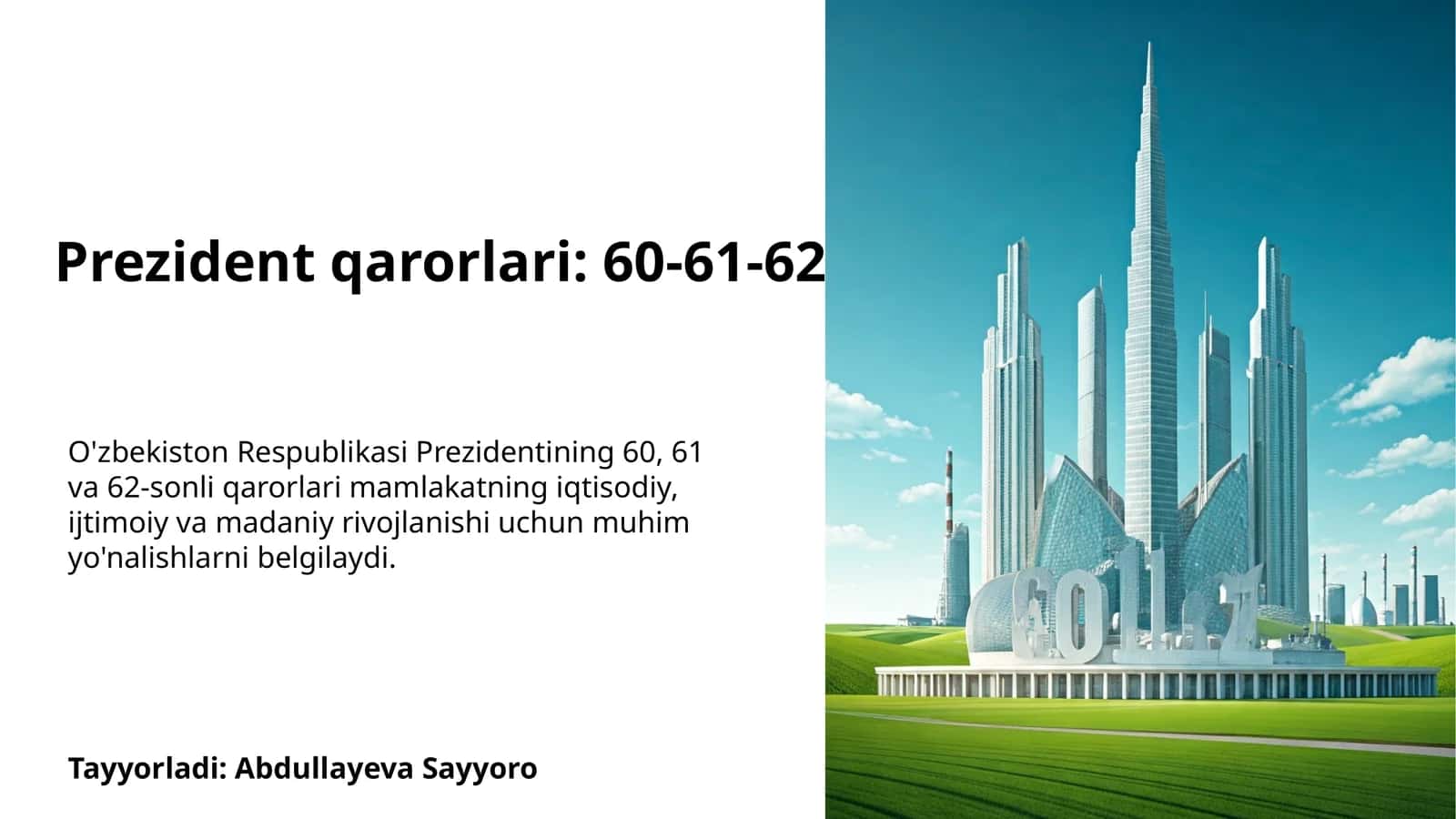 O'zbekiston Respublikasi Prezident qarorlari (60, 61, 62-sonli) 1