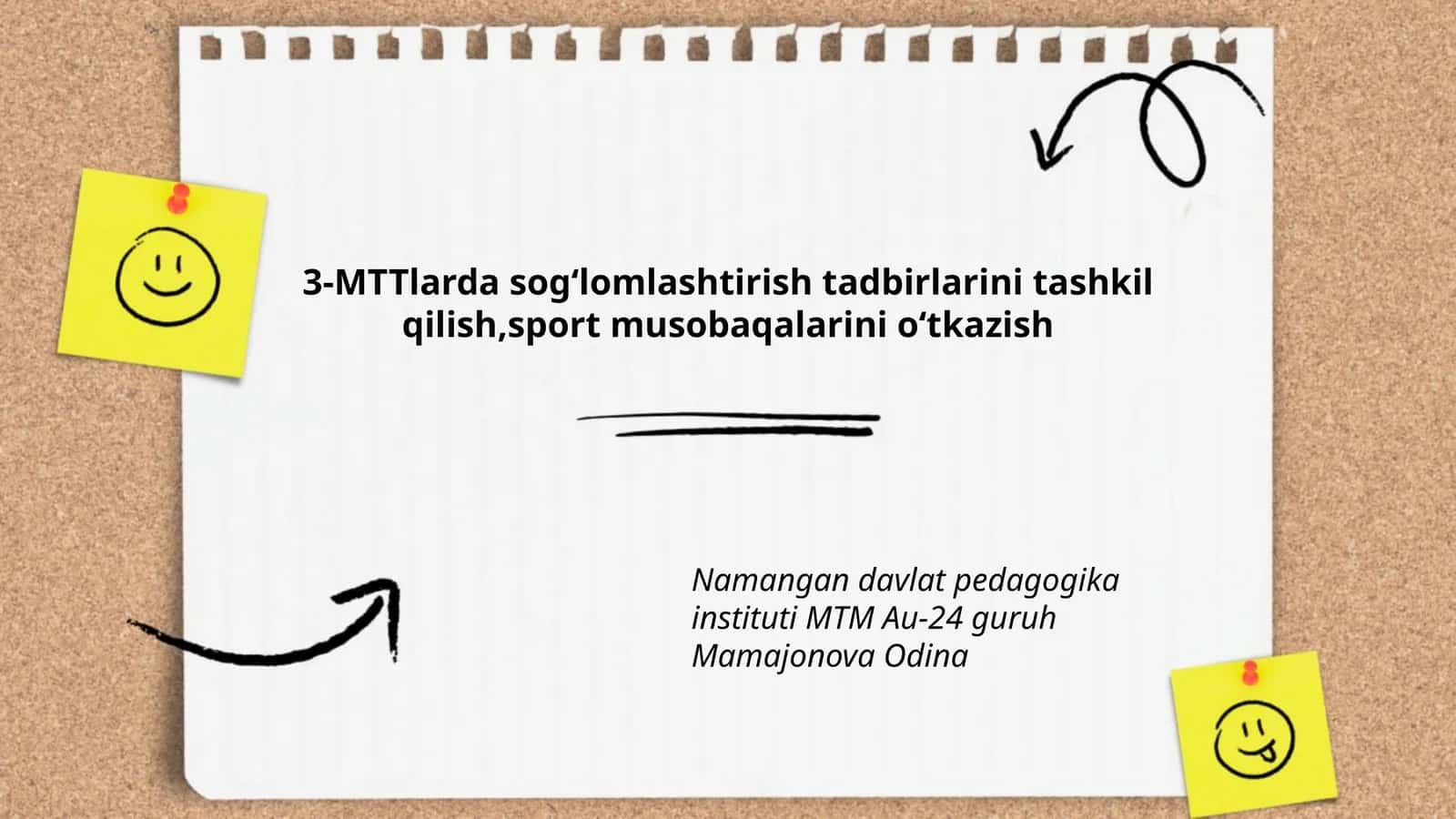 3-MTTlarda sogʻlomlashtirish tadbirlarini tashkil qilish, sport musobaqalarini oʻtkazish 1
