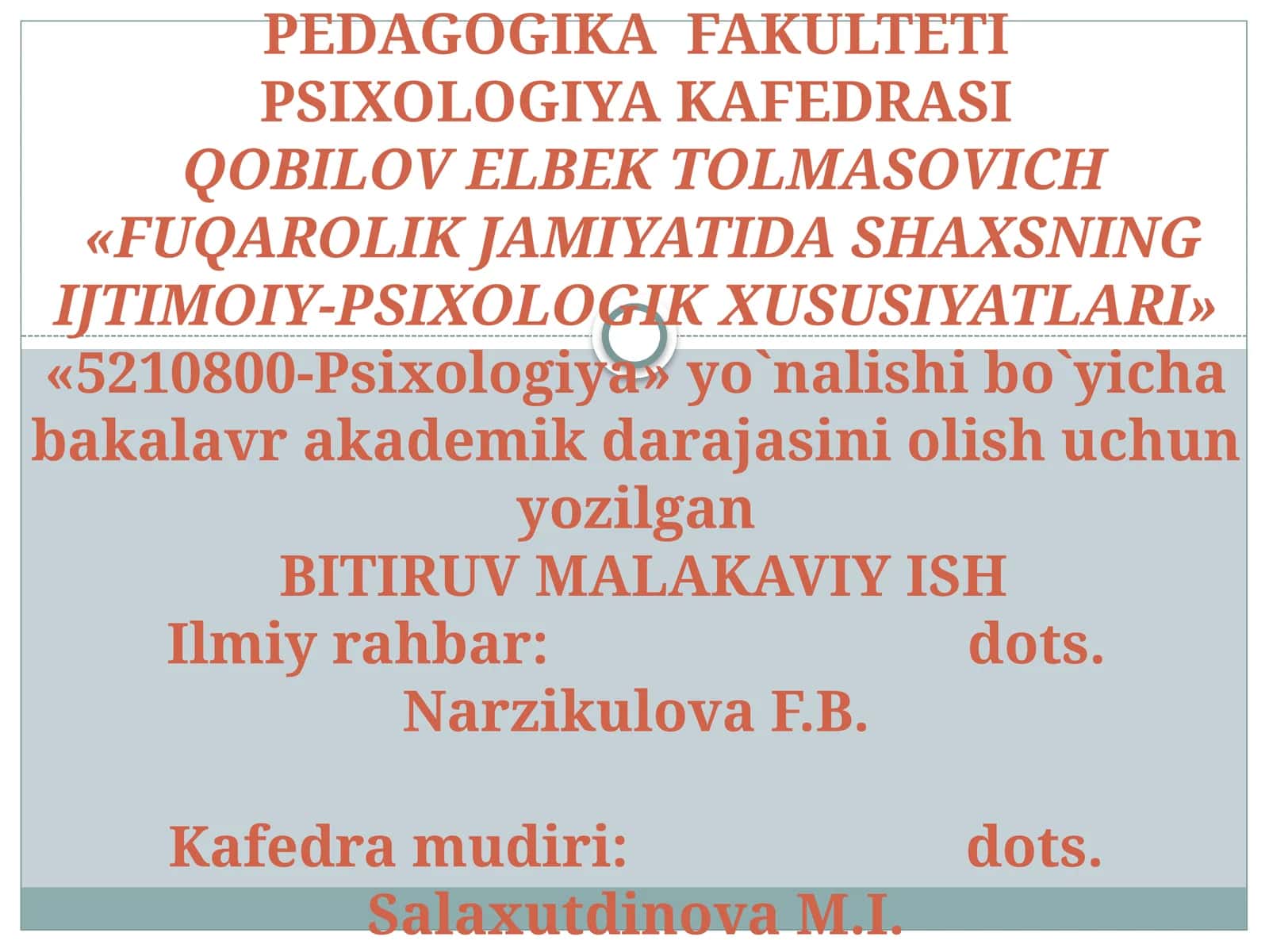 «FUQAROLIK JAMIYATIDA SHAXSNING IJTIMOIY-PSIXOLOGIK XUSUSIYATLARI» 1
