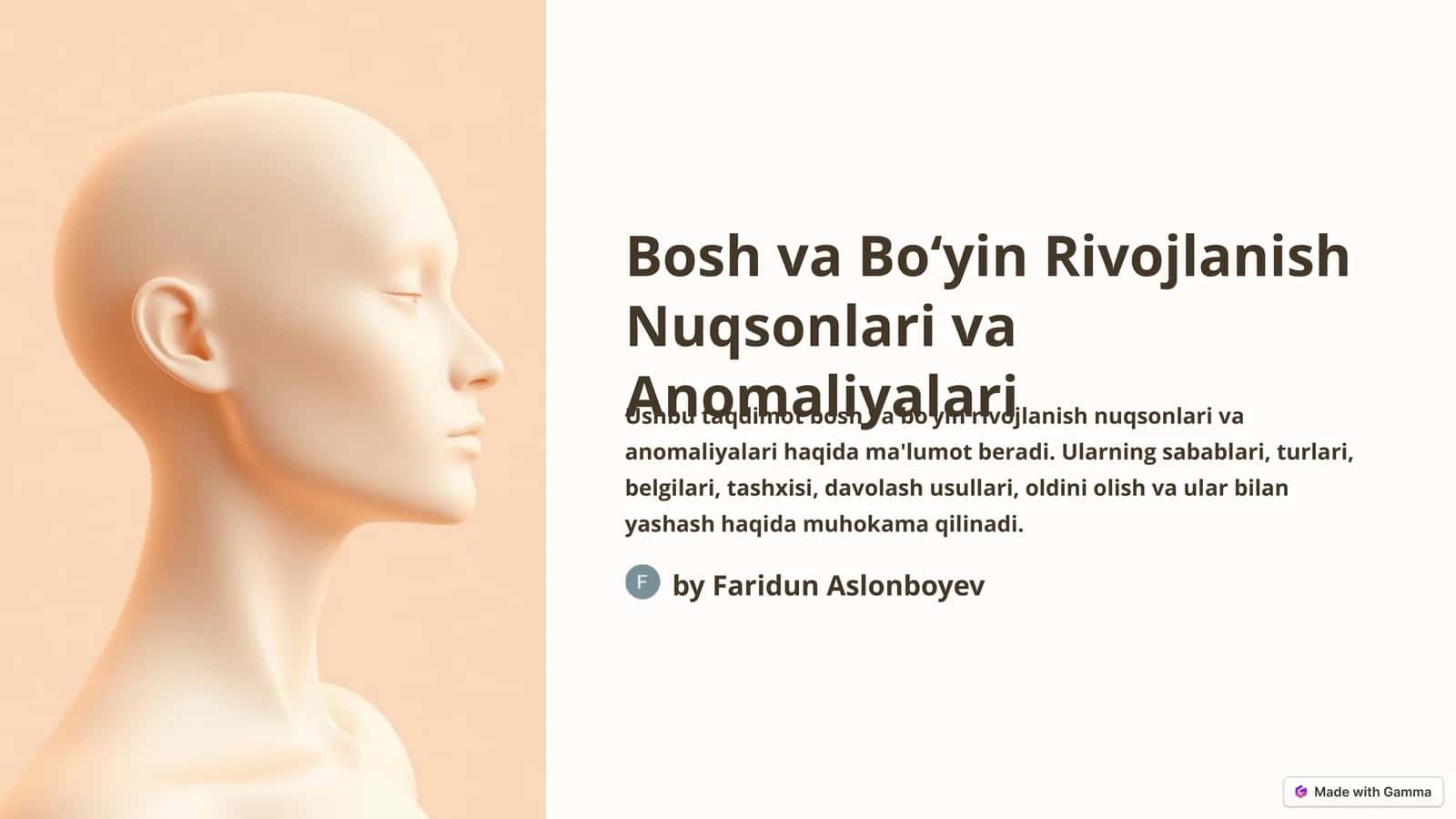 Bosh va Boʻyin Rivojlanish Nuqsonlari va Anomaliyalari 1