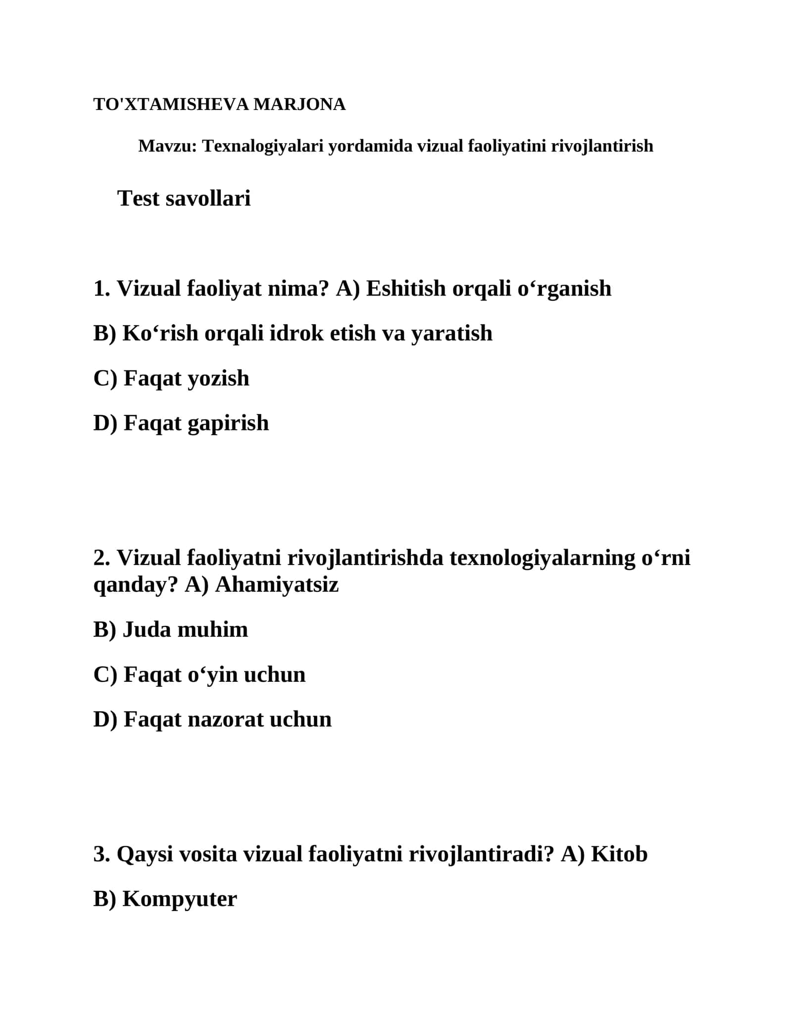 Texnalogiyalari yordamida vizual faoliyatini rivojlantirish 1