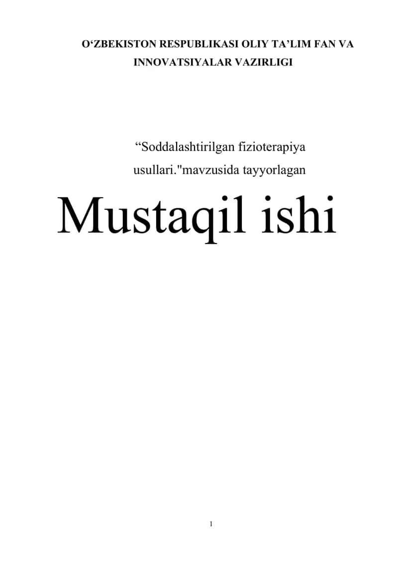 Soddalashtirilgan fizioterapiya usullari 1