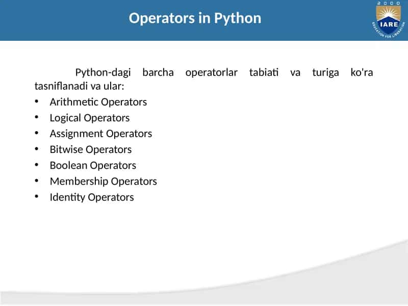 Operators in Python 1