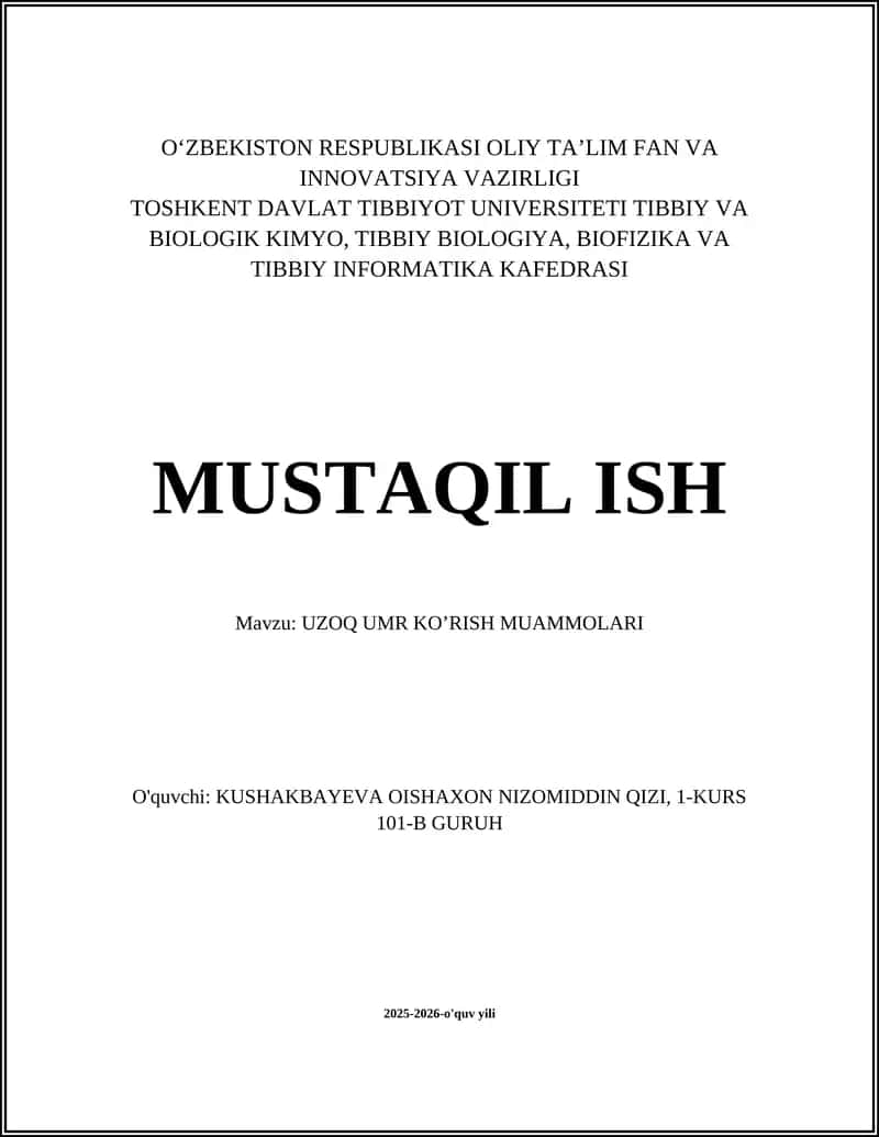 Uzoq Umr Ko'rish Muammolari 1