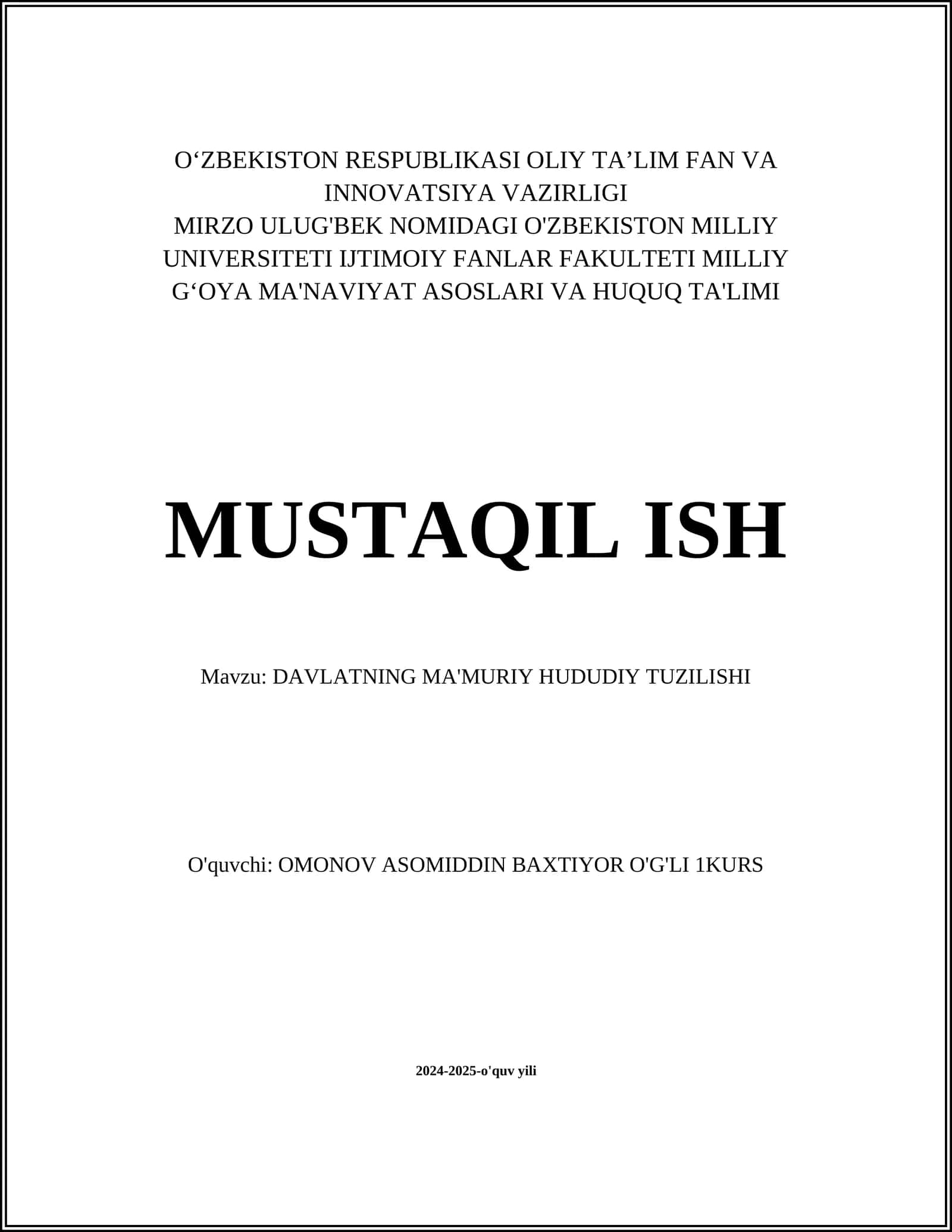 DAVLATNING MA'MURIY HUDUDIY TUZILISHI 1