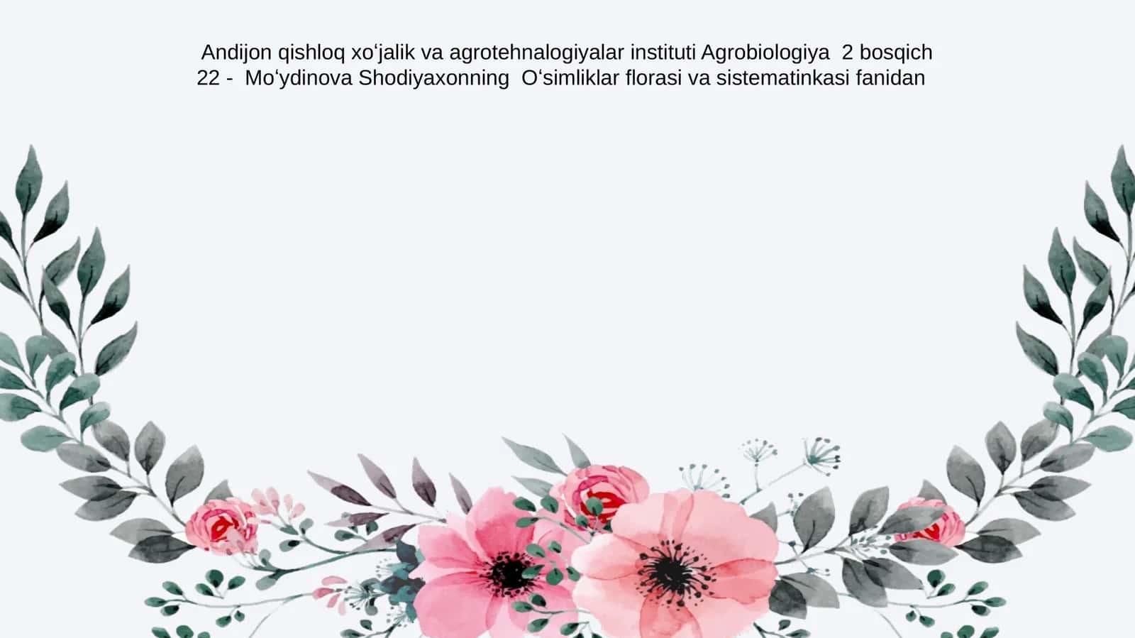 Moʻydinova Shodiyaxonning Oʻsimliklar florasi va sistematinkasi 1