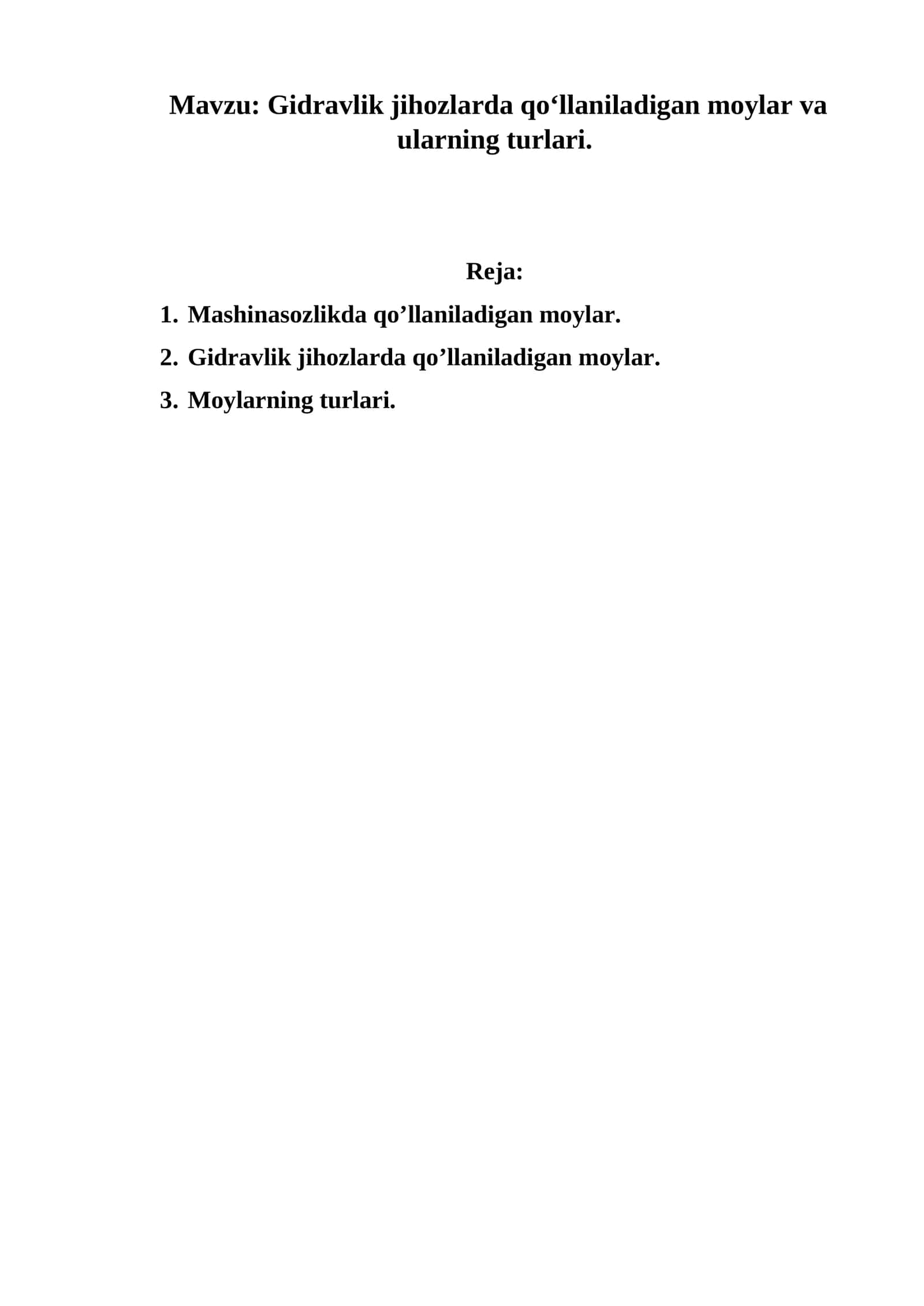 Gidravlik jihozlarda qo‘llaniladigan moylar va ularning turlari 1