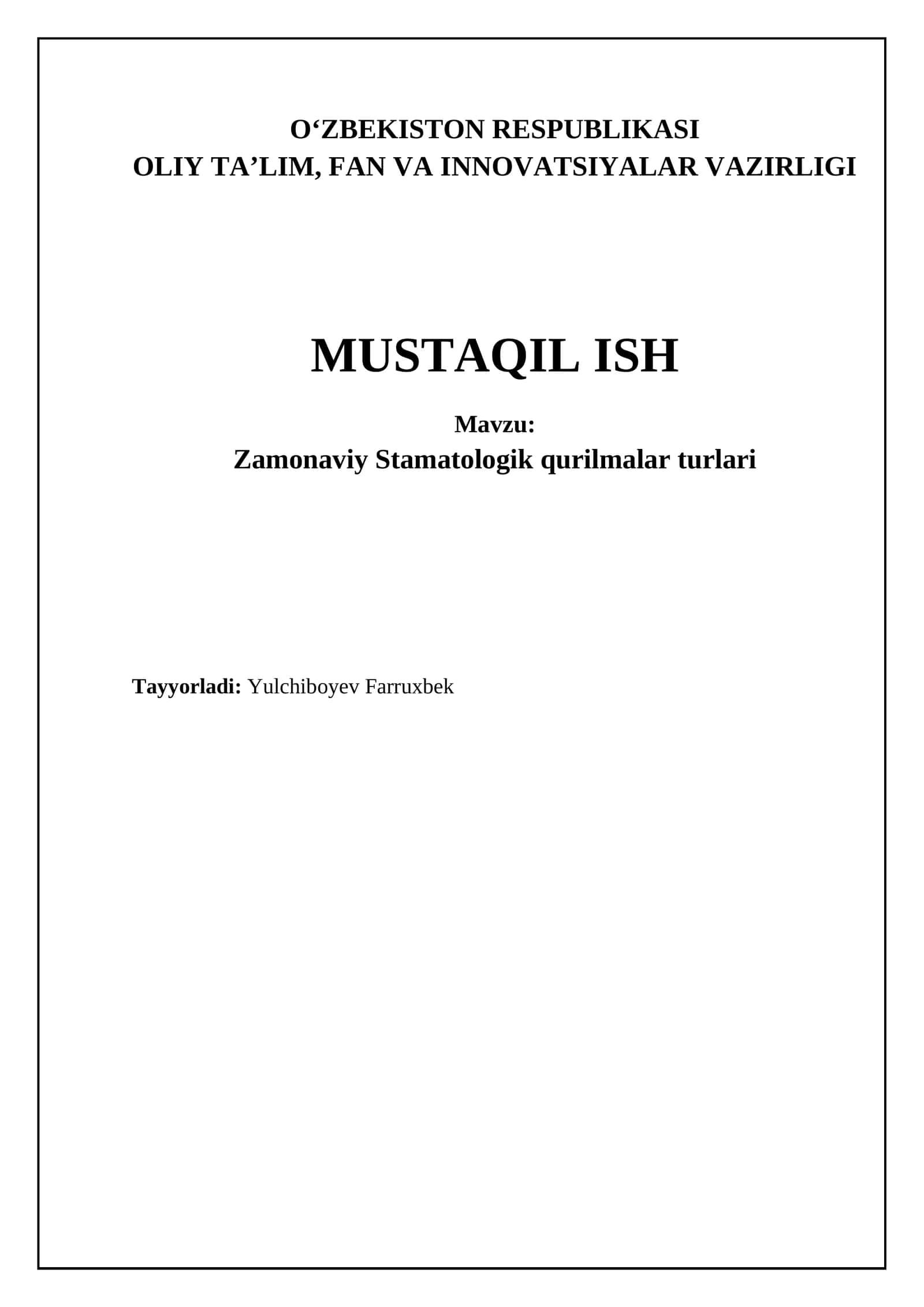 Zamonaviy Stamatologik qurilmalar turlari 1
