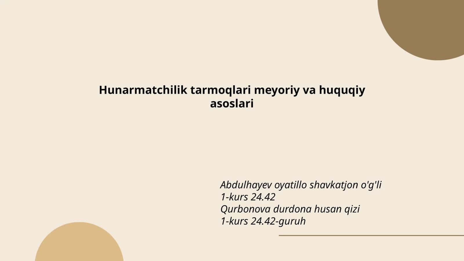 Hunarmatchilik Tarmoqlari 1