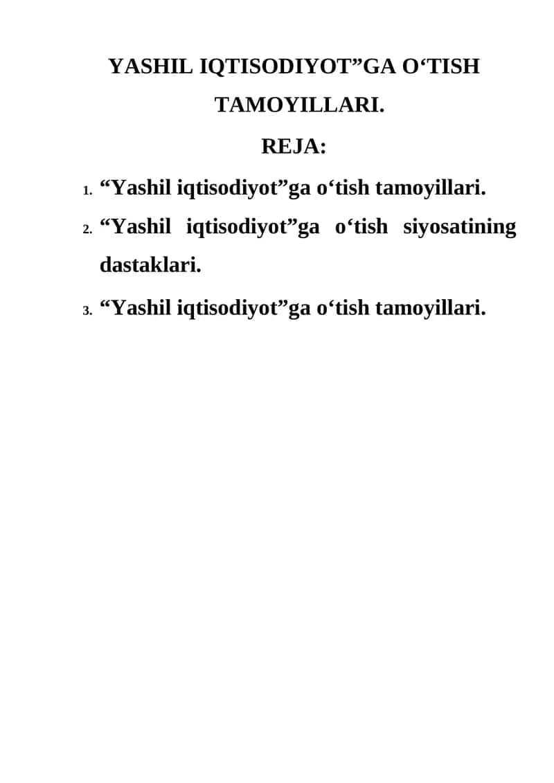 Yashil iqtisodiyot 1