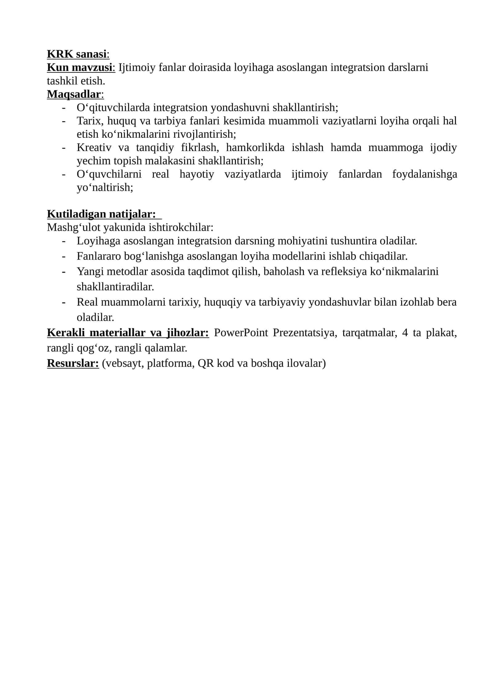 Integratsion darslarni tashkil etish 1