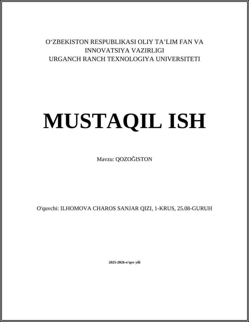 QOZOĞISTON 1