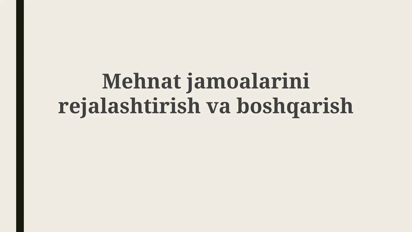 Mehnat jamoalarini rejalashtirish va boshqarish asoslari 1