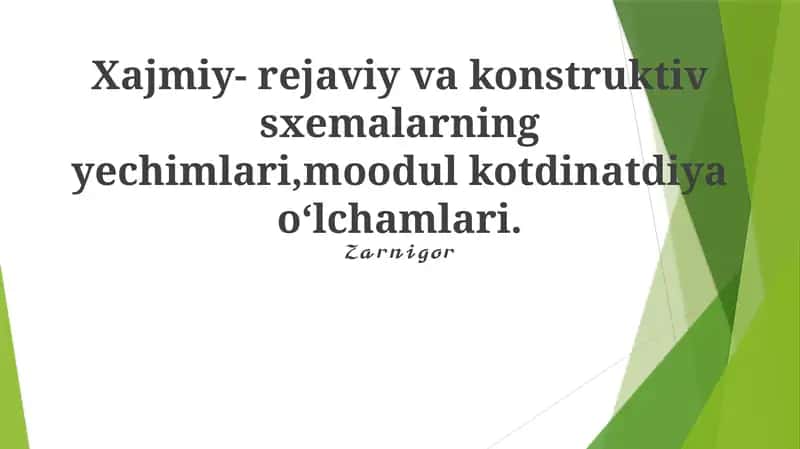 Modul Koordinata O'lchamlari va Qo'llanilishi 1
