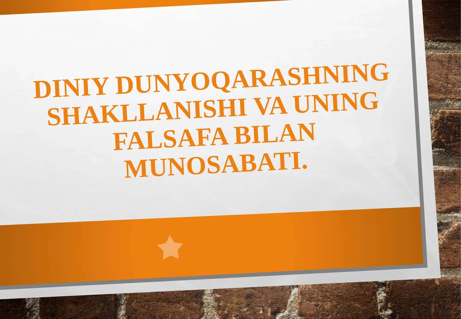 Diniy dunyoqarashning shakllanishi va uning falsafiy munosabati 1