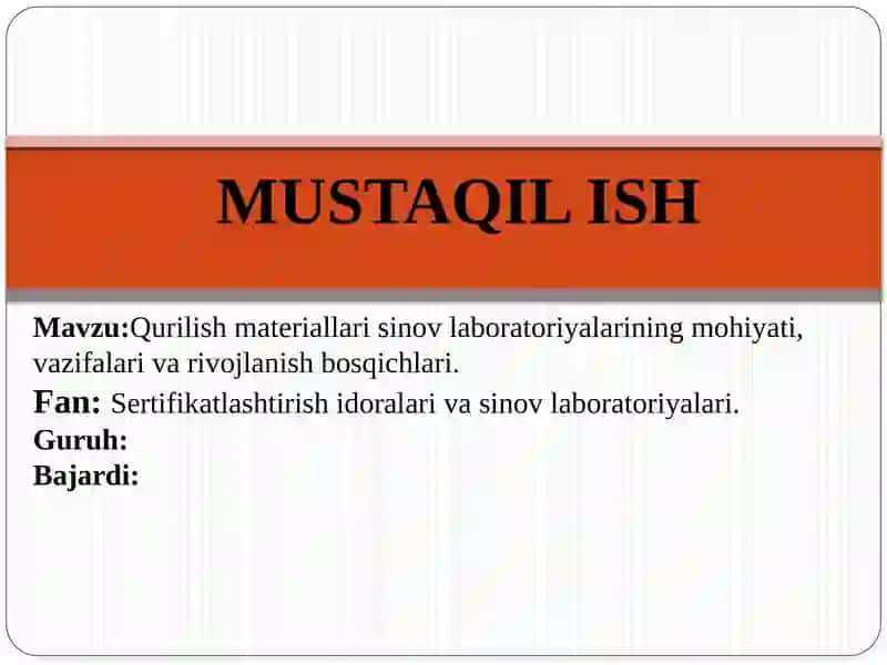 Qurilish materiallari sinov laboratoriyalari 1