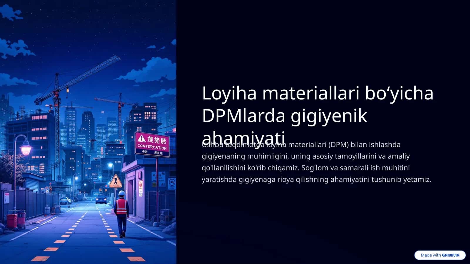 Loyiha materiallari boʻyicha DPMlarda gigiyenik ahamiyati 1