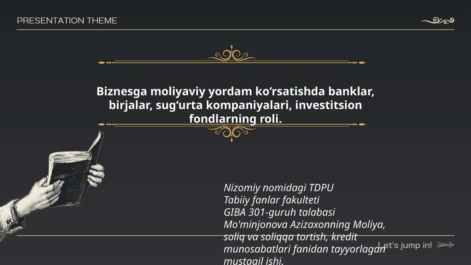 Moliya, soliq va soliqqa tortish, kredit munosabatlari fanidan tayyorlagan mustaqil ishi 1