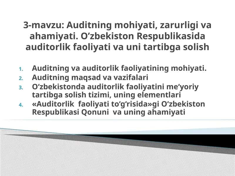 Auditning mohiyati, zarurigi va ahamiyati 1