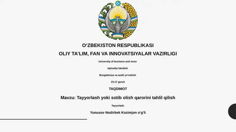 Tayyorlash yoki sotib olish qarorini tahlil qilish 1