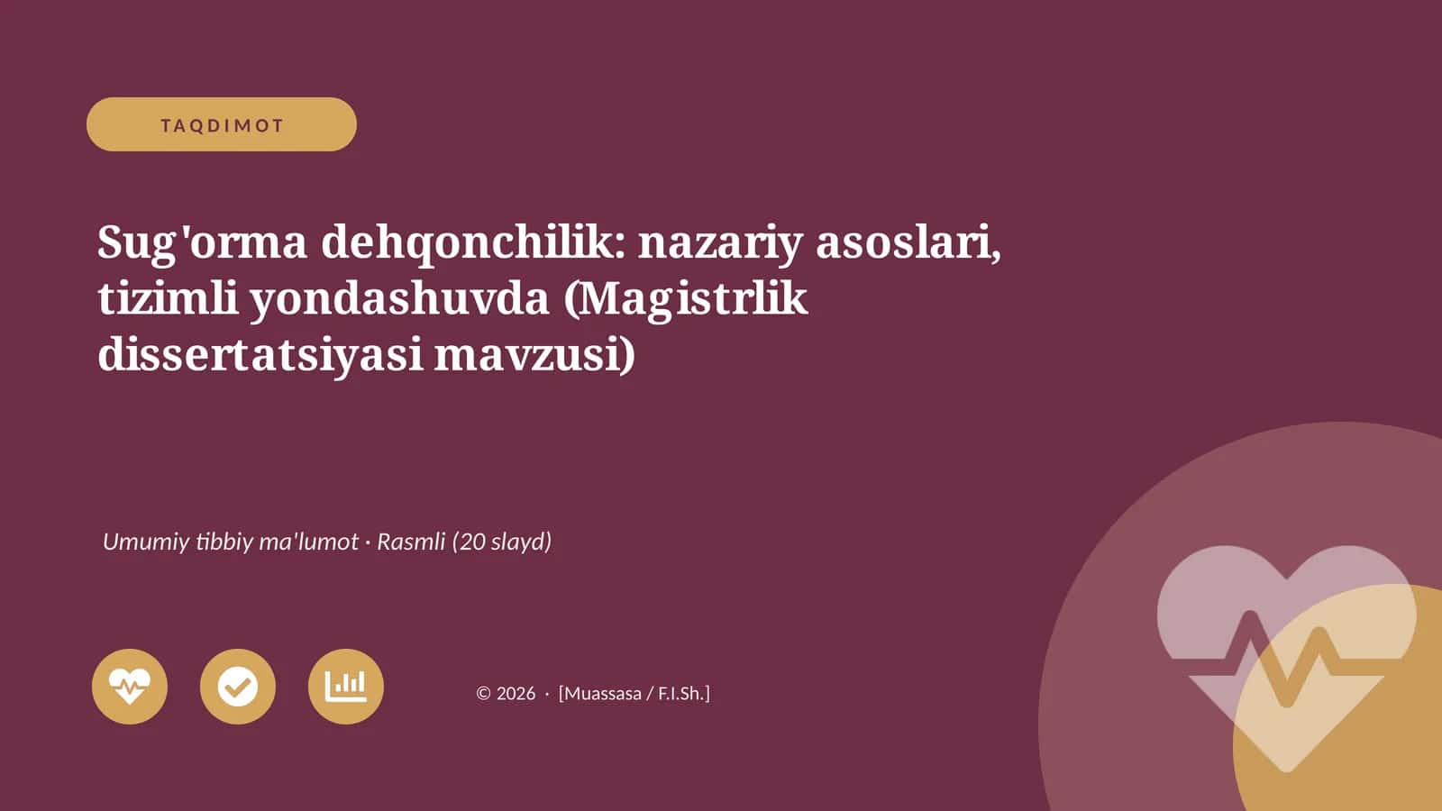 Sug'orma dehqonchilik: nazariy asoslari, tizimli yondashuvda (Magistrlik dissertatsiyasi mavzusi) 1