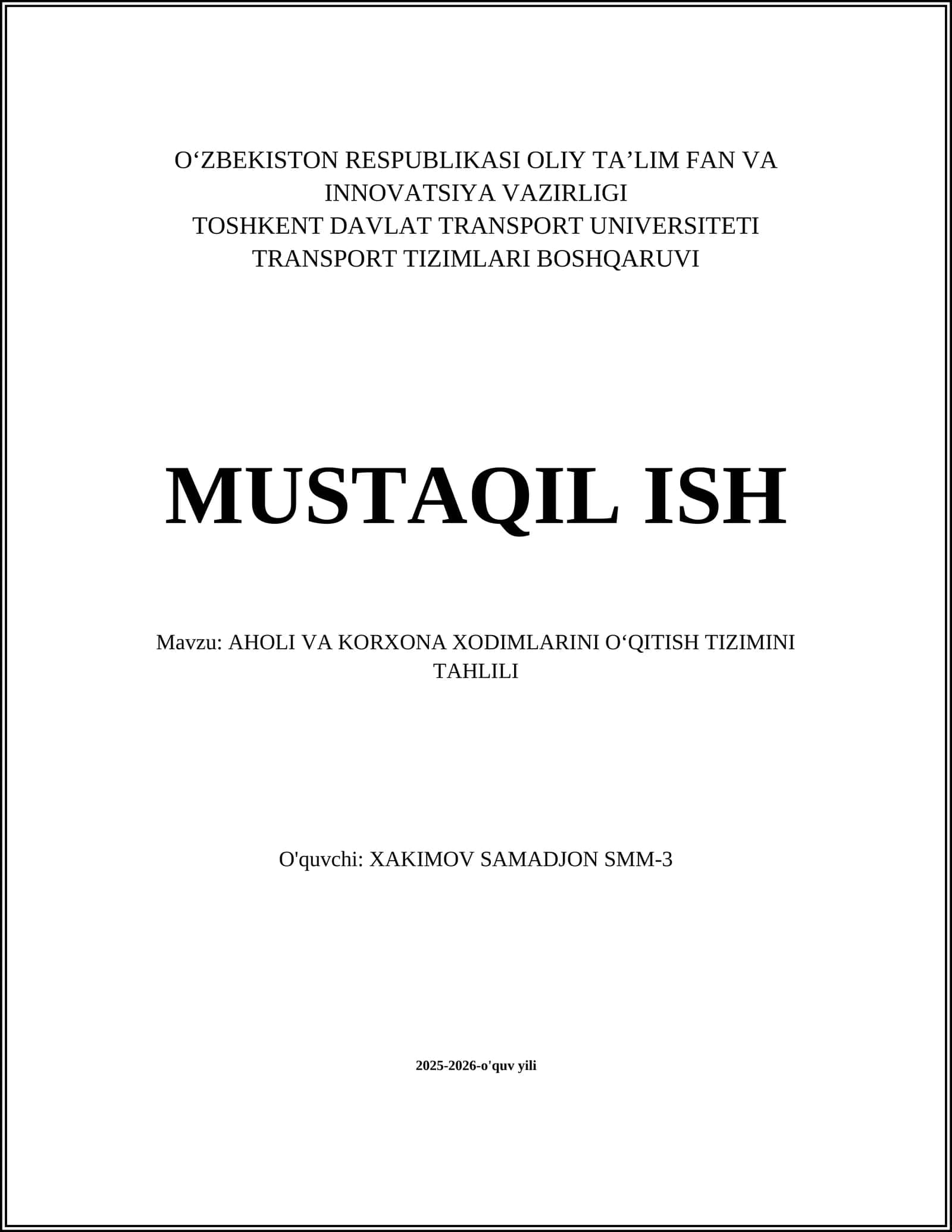AHOLI VA KORXONA XODIMLARINI OʻQITISH TIZIMINI TAHLILI 1
