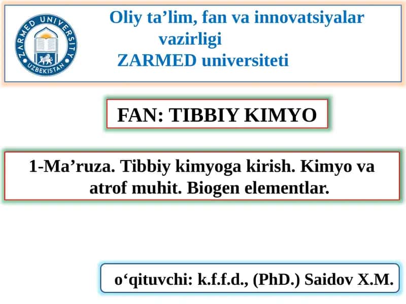 Tibbiy kimyo 1