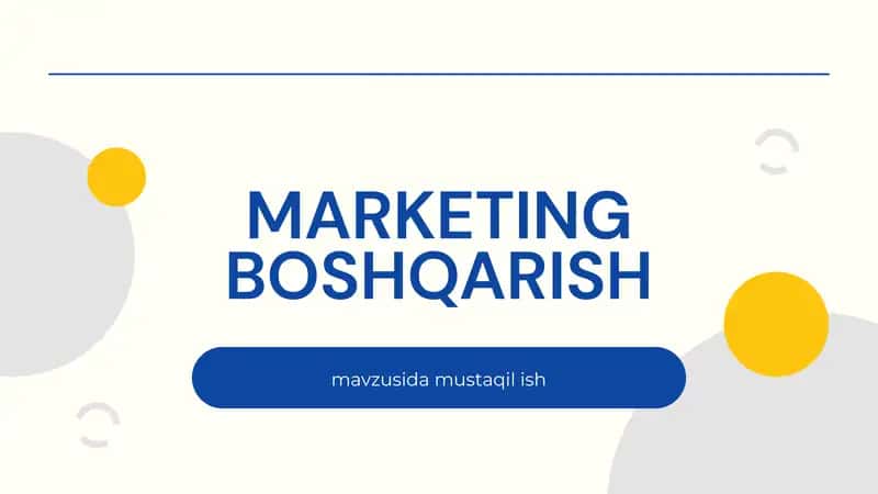 Marketing boshqarish 1