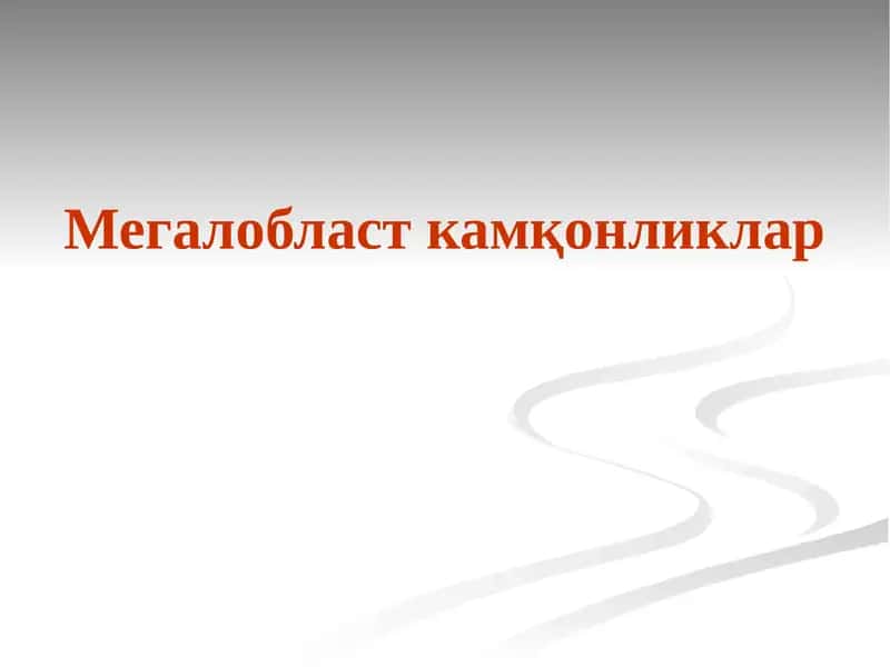 Мегалобласт камқонликлар 1