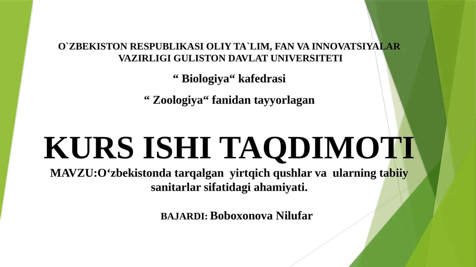 Oʻzbekistonda tarqalgan yirtqich qushlar va ularning tabiiy sanitarlar sifatidagi ahamiyati 1