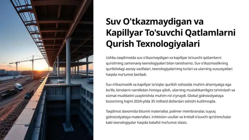 Suv O'tkazmaydigan va Kapillyar To'suvchi Qatlamlarni Qurish Texnologiyalari 1