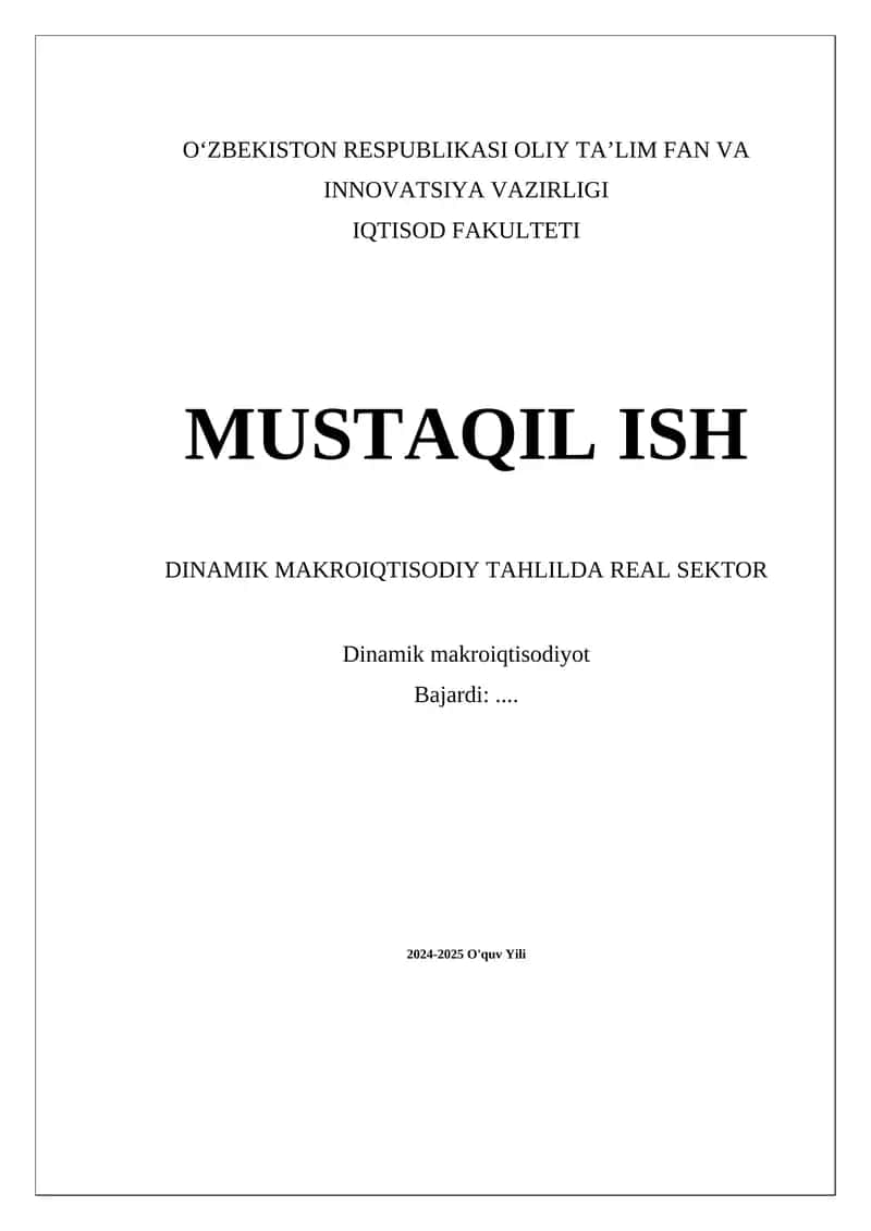 Dinamik makroiqtisodiy tahlil 1