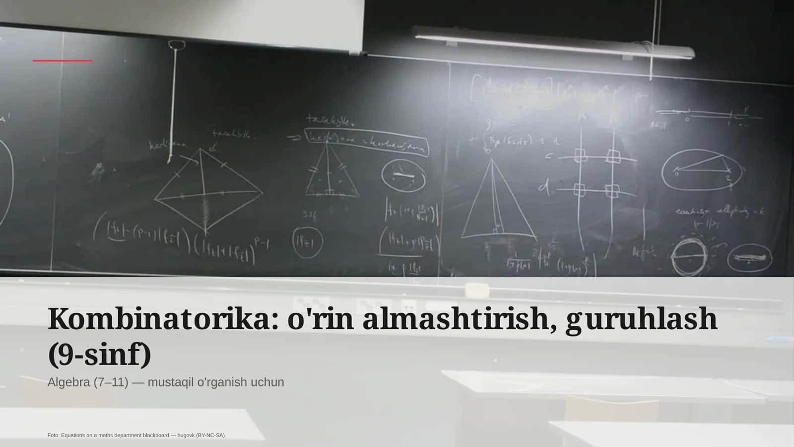 Kombinatorika: o'rin almashtirish, guruhlash (9-sinf) 1