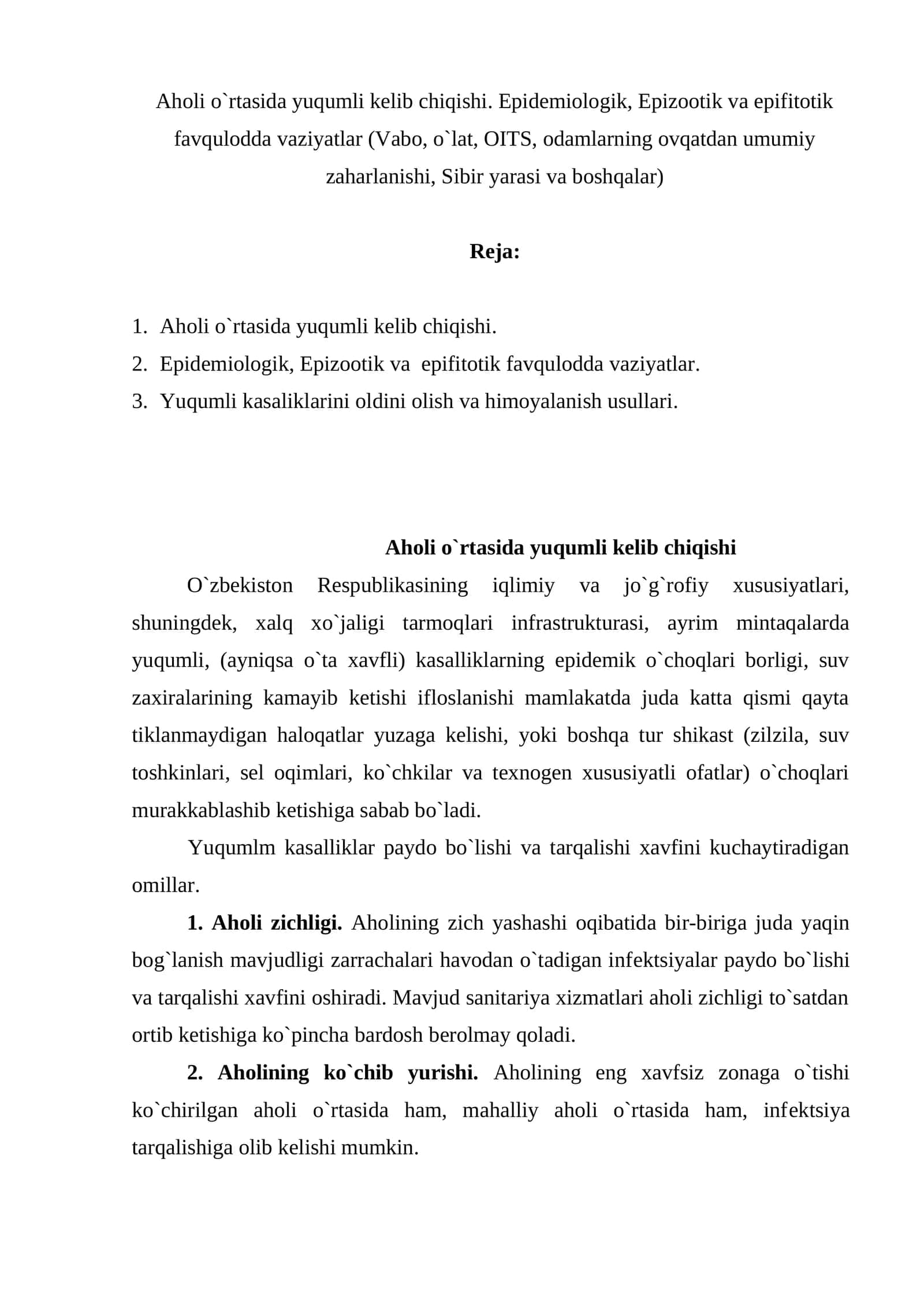 Aholi o`rtasida yuqumli kеlib chiqishi 1